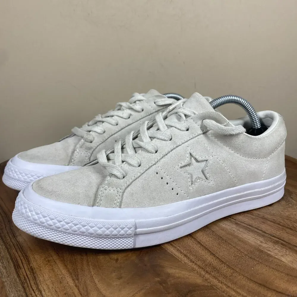 Converse One Star Suede Womens White Cream Size 7.5 Low Top Shoes